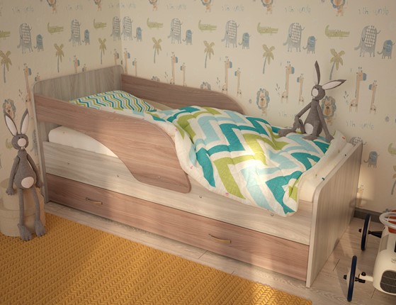 Детская кровать Максимка, корпус Шимо светлый, фасад Шимо темный в Брянске - изображение
