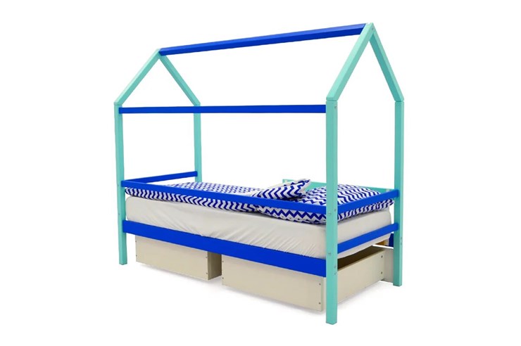 Кровать-домик детская Svogen синий-мятный в Брянске - изображение 4