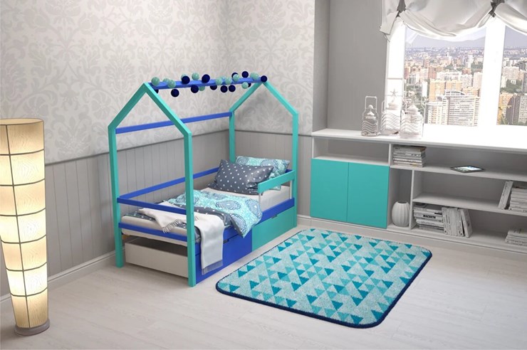 Кровать-домик детская Svogen синий-мятный в Брянске - изображение 6