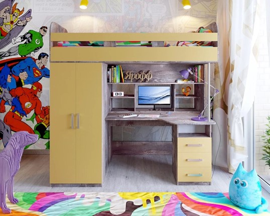 Детская кровать-чердак Аракс, каркас Бетон, фасад Зира в Брянске - изображение