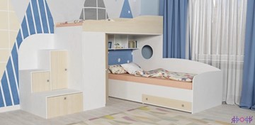 Детская кровать-шкаф Кадет-2, корпус Белое дерево, фасад Дуб в Брянске