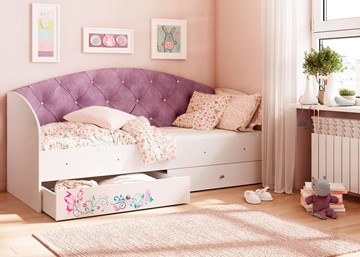 Кровать детская Эльза без бортика, Фиолетовый (латы) в Брянске
