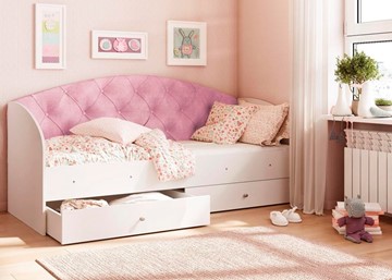 Детская кровать Эльза без бортика, Розовый (латы) в Брянске