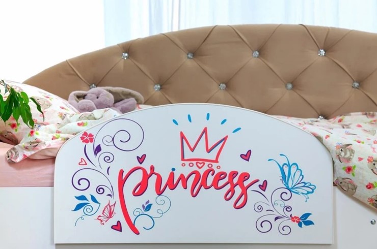 Детская кровать односпальная Эльза с бортиком, Бежевый (щиты) в Брянске - изображение 4