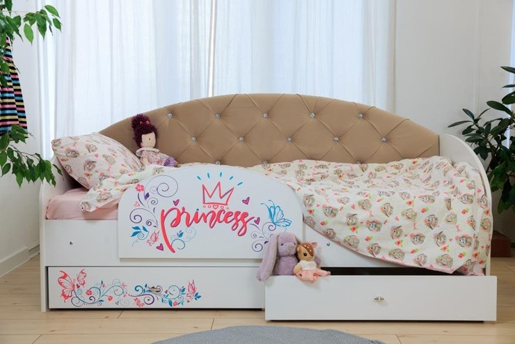 Детская кровать односпальная Эльза с бортиком, Бежевый (щиты) в Брянске - изображение 5