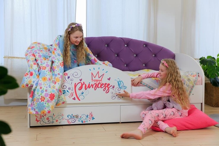 Детская кровать Эльза с бортиком, Фиолетовый (щиты) в Брянске - изображение 4