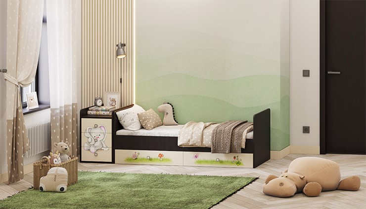 Кровать детская Фея 1100 Зайчонок Венге-бежевый в Брянске - изображение 5