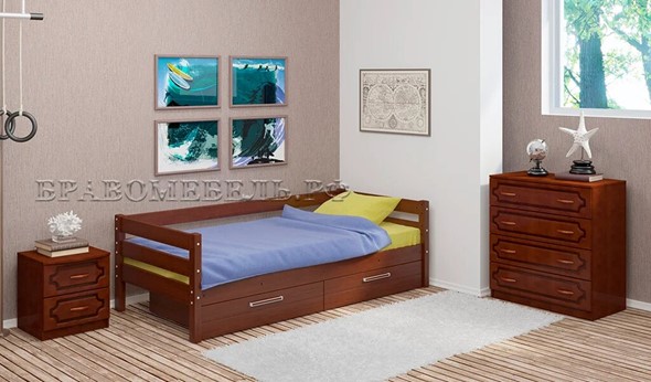 Кровать в детскую Глория с ящиками(Орех) в Брянске - изображение