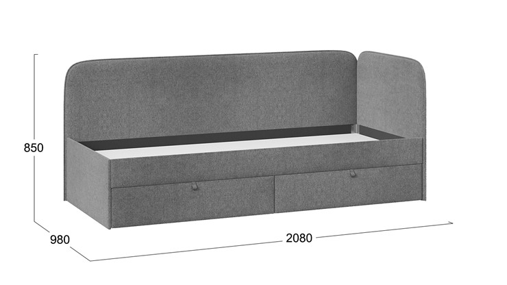 Подростковая кровать Молли тип 1 (90), Микровелюр Scandi Graphite 22 в Брянске - изображение 3