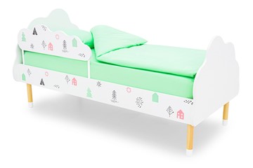 Кровать в детскую Stumpa Облако "Домики розовый, бирюзовый" в Брянске - предосмотр