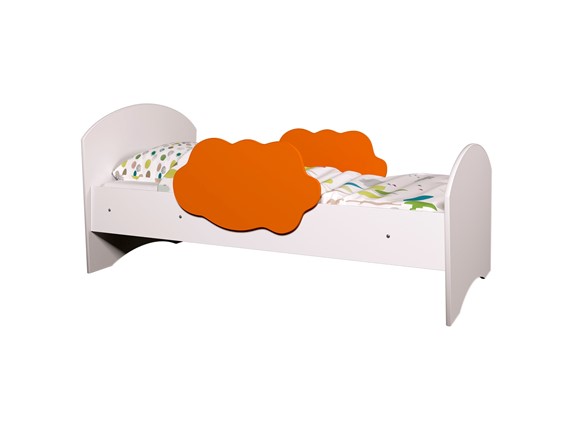 Детская кровать с бортиками Тучка, корпус Белый, фасад Оранжевый в Брянске - изображение