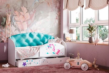 Кровать детская Звездочка с бортиком, Бирюза в Брянске