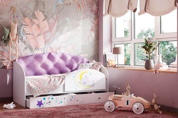 Кровать детская односпальная Звездочка с бортиком, Фиолетовый в Брянске