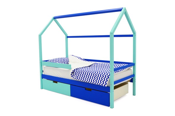 Кровать-домик детская Svogen синий-мятный в Брянске - изображение