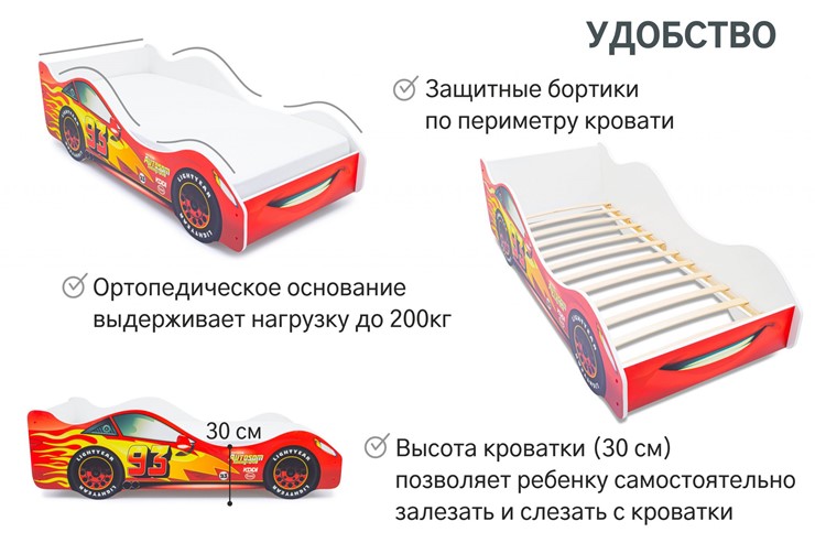 Детская кровать-машина Тачка красная в Брянске - изображение 5
