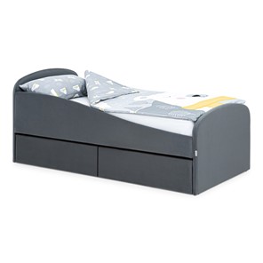 Мягкая кровать с ящиками Letmo 190х80 графит (велюр) в Брянске - предосмотр