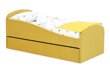 Кровать в детскую с ящиком Letmo горчичный (велюр) в Брянске