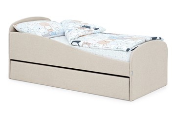 Мягкая кровать с ящиком Letmo карамель (рогожка) в Брянске