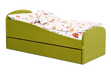 Мягкая кровать с ящиком Letmo оливковый (велюр) в Брянске