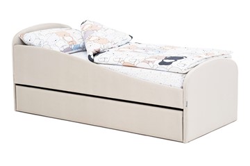 Мягкая кровать с ящиком Letmo ванильный (велюр) в Брянске