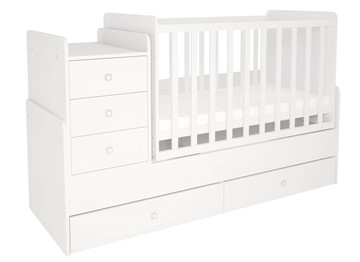 Кровать для новорожденных с комодом POLINI Kids Simple 1100 Белый в Брянске - предосмотр