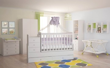 Кровать для новорожденных с комодом POLINI Kids Simple 1100 Белый в Брянске - предосмотр 4