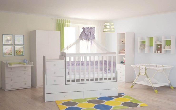 Кровать для новорожденных с комодом POLINI Kids Simple 1100 Белый в Брянске - изображение 4