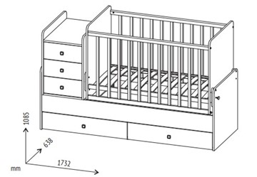 Кровать для новорожденных с комодом POLINI Kids Simple 1100 Белый в Брянске - предосмотр 7