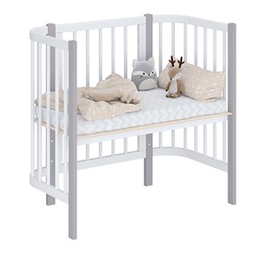 Кроватка детская приставная POLINI Kids Simple 105 Белый / Серый в Брянске - предосмотр 1