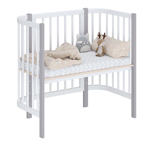 Кроватка детская приставная POLINI Kids Simple 105 Белый / Серый в Брянске - изображение 1