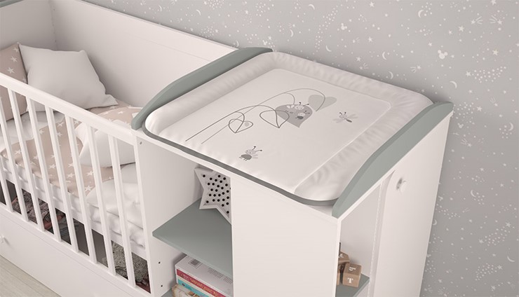 Кровать-трансформер детская с комодом POLINI Kids Ameli 800 Белый / Серый, серия AMELI в Брянске - изображение 3