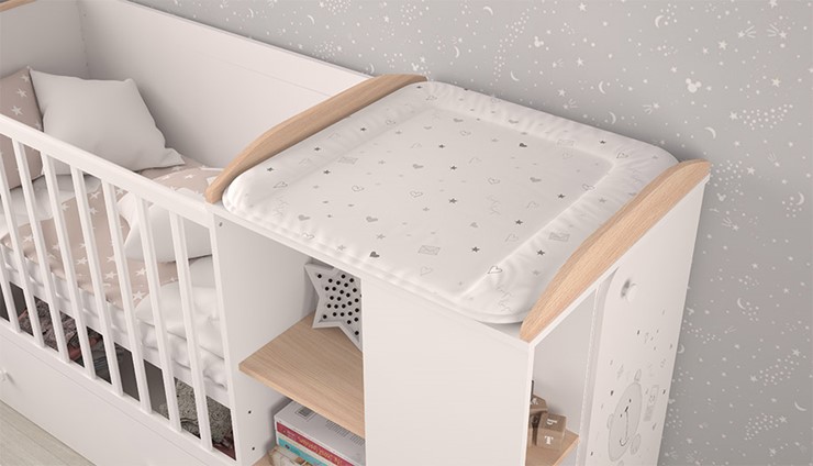 Многофункциональная кровать с комодом POLINI Kids French 800 TEDDY Белый / Дуб пастельный в Брянске - изображение 6