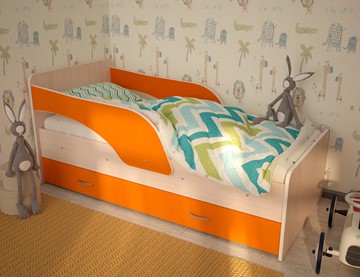Кровать детская Максимка, корпус Млечный дуб, фасад Оранжевый в Брянске - предосмотр