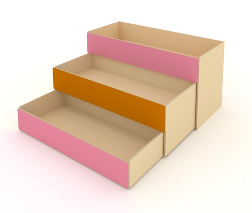 Детская кровать 3-х уровневая КД-3, Беж + Розовый + Оранжевый в Брянске - изображение