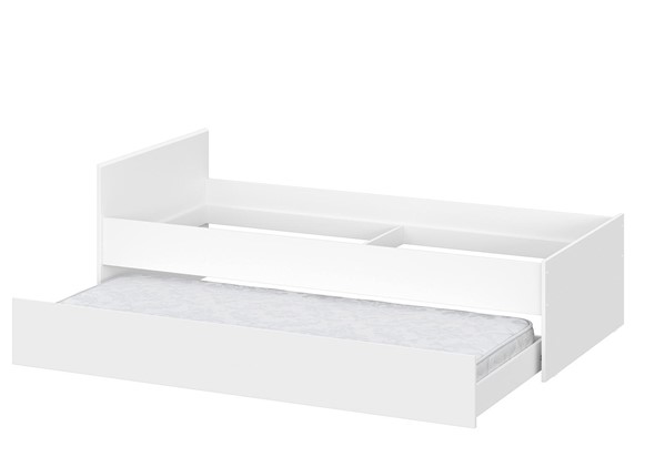 Выкатная кровать для детей Токио, белый текстурный (одинарная (0,9х2,0) + выкатная) в Брянске - изображение