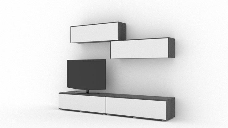 Гостиный гарнитур Куб (Cube), цвет Белый софт, Черный ясень в Брянске - изображение 1