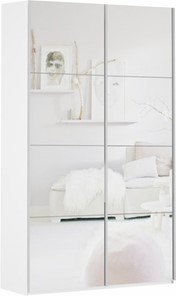 Шкаф 2-х дверный Прайм (Зеркало/Зеркало) 1400x570x2300, белый снег в Брянске