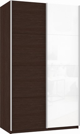 Шкаф 2-дверный Прайм (ДСП/Белое стекло) 1200x570x2300, венге в Брянске - изображение