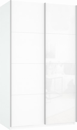 Шкаф-купе двухдверный Прайм (ДСП/Белое стекло) 1200x570x2300, белый снег в Брянске - изображение
