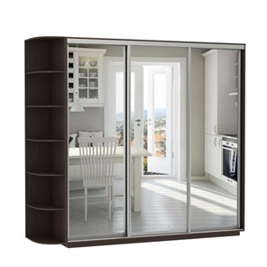 Шкаф 3-х дверный Экспресс (3 зеркала), со стеллажом 2100х600х2200, венге в Брянске