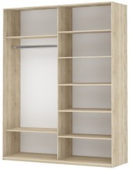 Шкаф 2-дверный Прайм (Зеркало/Белое стекло) 1400x570x2300, дуб сонома в Брянске - предосмотр 1
