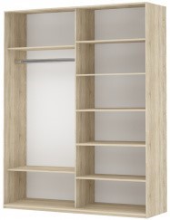 Шкаф 2-дверный Прайм (Зеркало/Белое стекло) 1400x570x2300, дуб сонома в Брянске - изображение 1