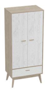 Шкаф для одежды Калгари, Дуб натуральный светлый/Белый матовый в Брянске