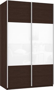 Шкаф 2-дверный Прайм (ДСП/Белое стекло) 1200x570x2300, венге в Брянске - предосмотр 2