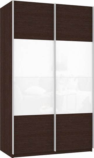 Шкаф 2-дверный Прайм (ДСП/Белое стекло) 1200x570x2300, венге в Брянске - изображение 2