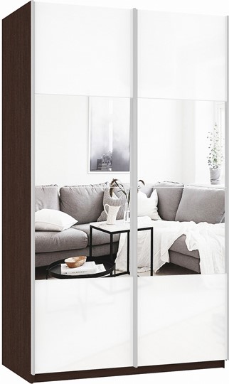 Шкаф Прайм (Зеркало/Белое стекло) 1200x570x2300, венге в Брянске - изображение 2