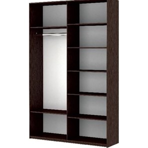 Шкаф 2-дверный Прайм (Зеркало/Белое стекло) 1600x570x2300, венге в Брянске - предосмотр 1