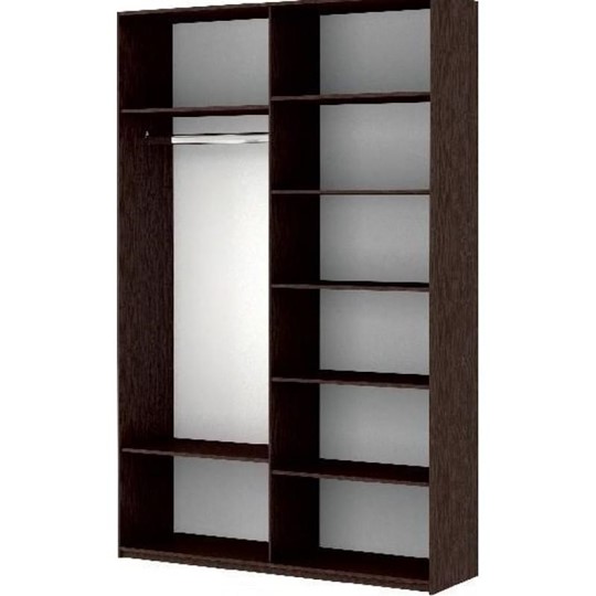 Шкаф 2-дверный Прайм (Зеркало/Белое стекло) 1600x570x2300, венге в Брянске - изображение 1