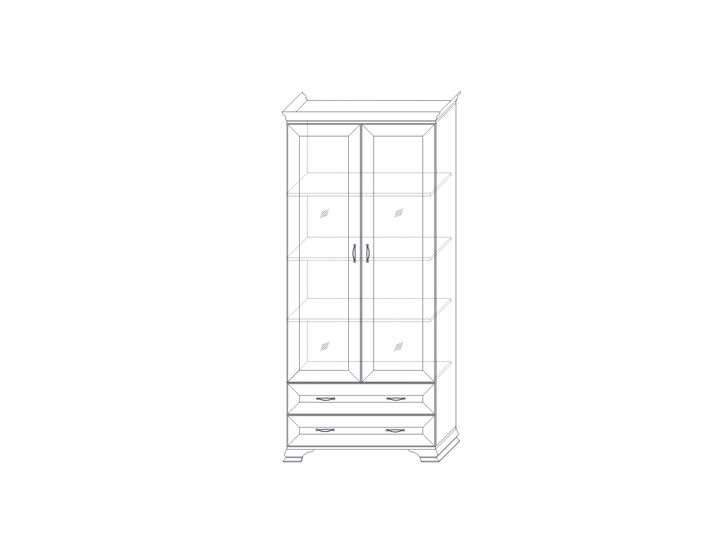 Шкаф (2 стеклодвери) Сиена, Бодега белый / патина золото в Брянске - изображение 1
