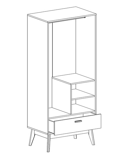 Шкаф для одежды Калгари, Дуб натуральный светлый/Белый матовый в Брянске - изображение 1